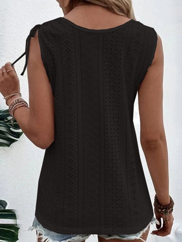 Women's Single Breasted Casual Solid Color U-Neck Tank Top - Blu Pepper Boutique
