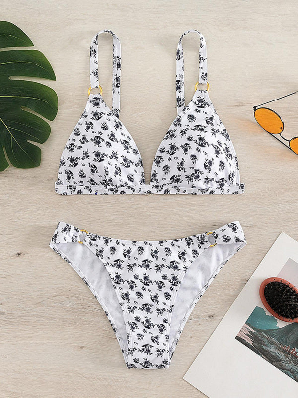 New Split Swimsuit European and American Fashion Print Ladies Swimsuit Sexy Bikini Beachwear