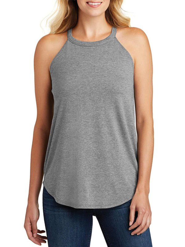vest elastic cotton halter neck mid length camisole bottoming shirt women - Blu Pepper Boutique