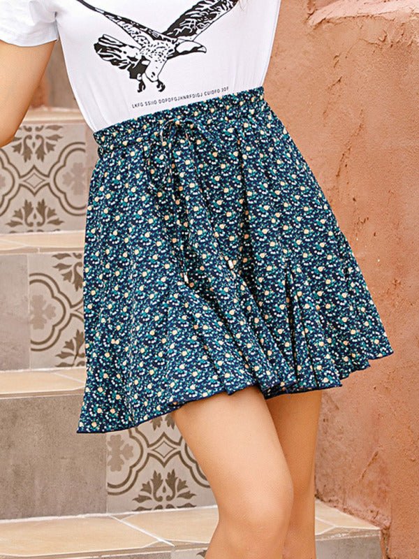 New Fashion Ladies Casual Printed Short Skirt - Blu Pepper Boutique