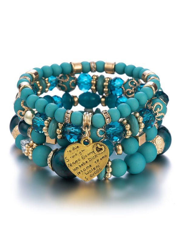 Bohemian Ethnic Multilayered Bracelet Crystal Beaded Women's Bracelet - Blu Pepper Boutique