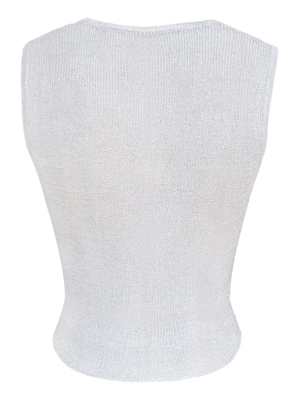Fashion Round Neck shiny Skinny Sexy Glitter Tank Top