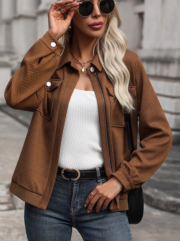 New women's lapel retro casual jacket - Blu Pepper Boutique
