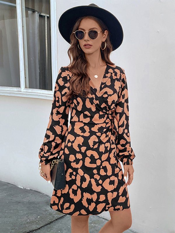 New women's one piece long sleeve v-neck dress - Blu Pepper Boutique