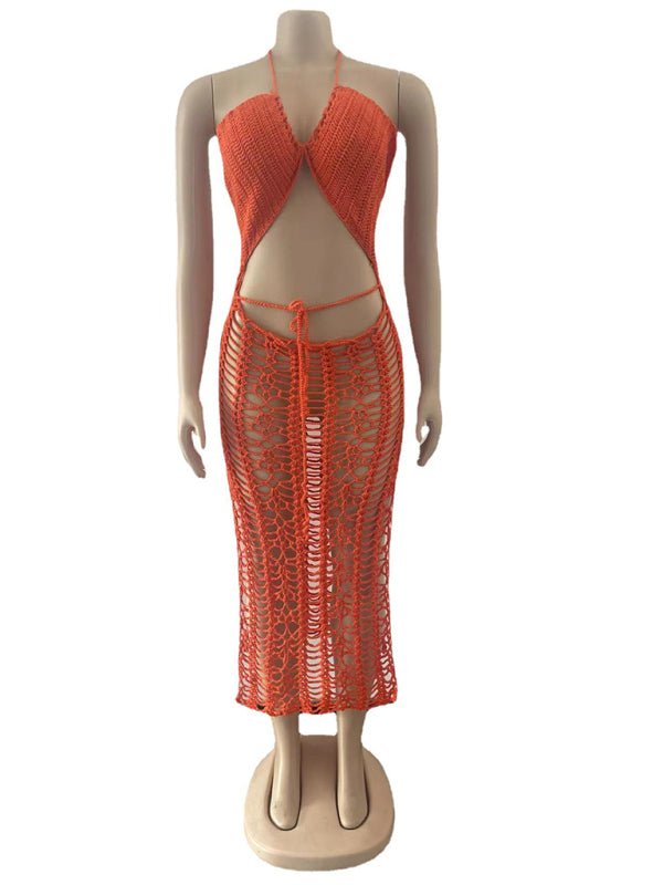 Women's long fringed stretch side slit suspender beach skirt - Blu Pepper Boutique