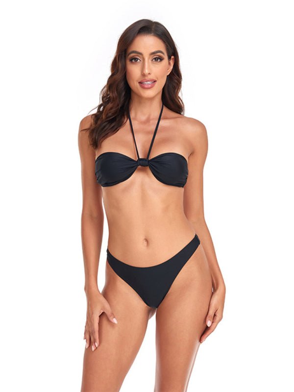 Feminine knot halterneck string bikini - Blu Pepper Boutique
