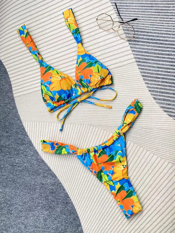 Women's fashion new printed strappy split bikini - Blu Pepper Boutique