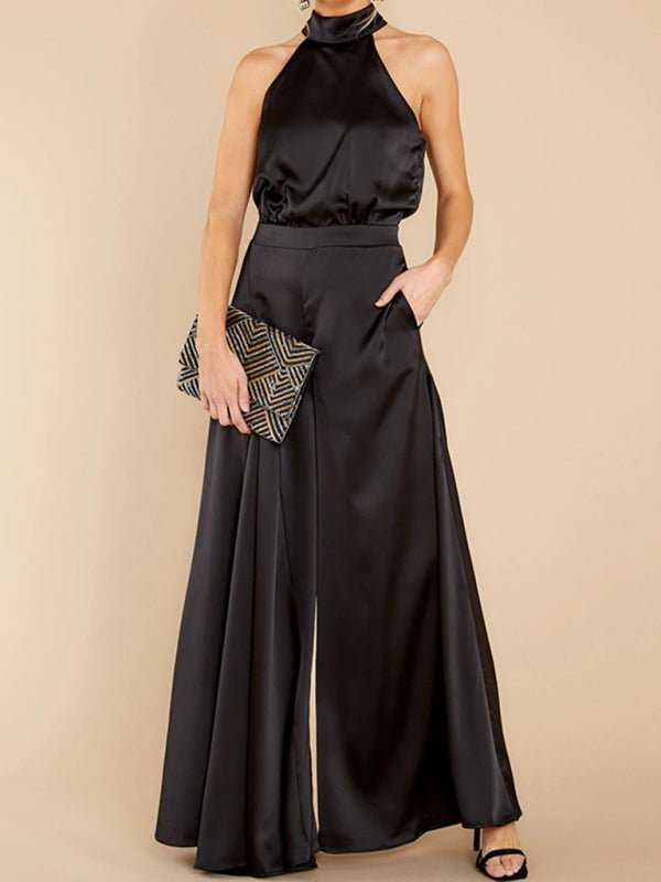 Women's new off-the-shoulder high-waist jumpsuit wide-leg trousers - Blu Pepper Boutique