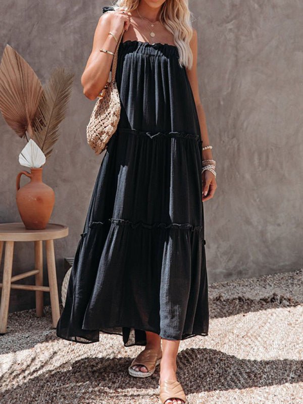 Women's solid color sexy suspender midi skirt - Blu Pepper Boutique