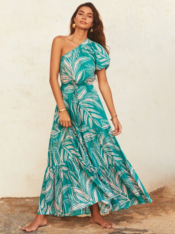 Women's off-shoulder holiday style floral high-end dress - Blu Pepper Boutique