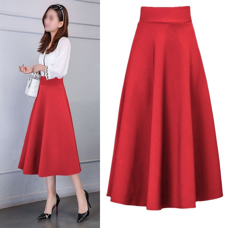 women's waist all-match mid-length skirt - Blu Pepper Boutique