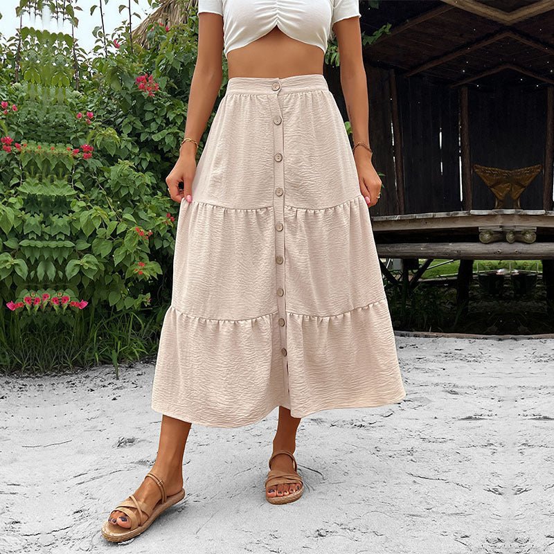 Women's Fashion Casual Skirt Solid Color Skirt Women's Mid Length - Blu Pepper Boutique
