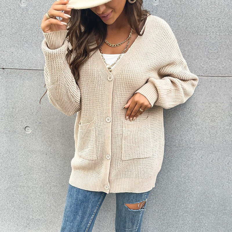 women's button pocket cardigan knitted sweater coat - Blu Pepper Boutique
