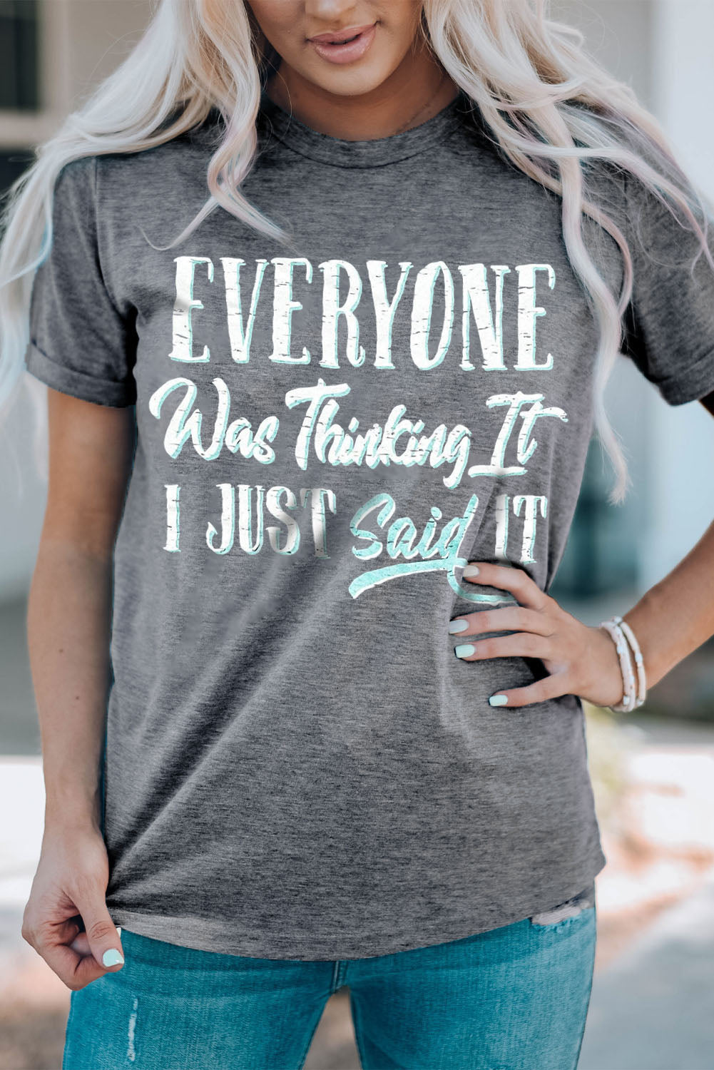 Gray EVERYONE Was Thinking It Graphic Tee