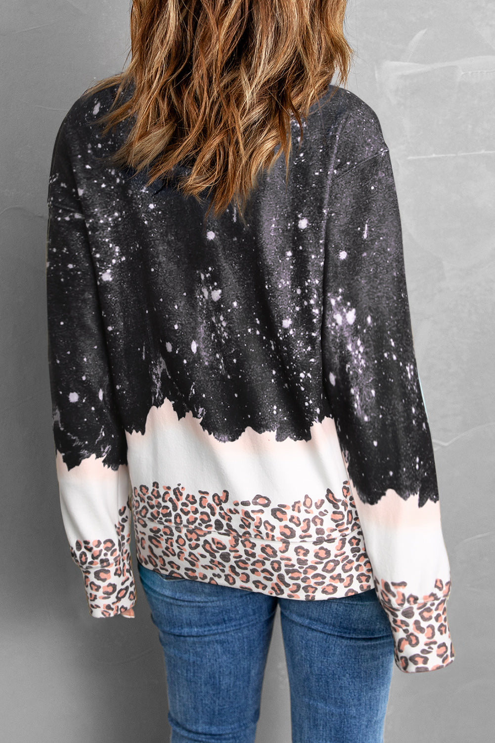 Black Christmas Santa Clause Leopard Print Graphic Sweatshirt