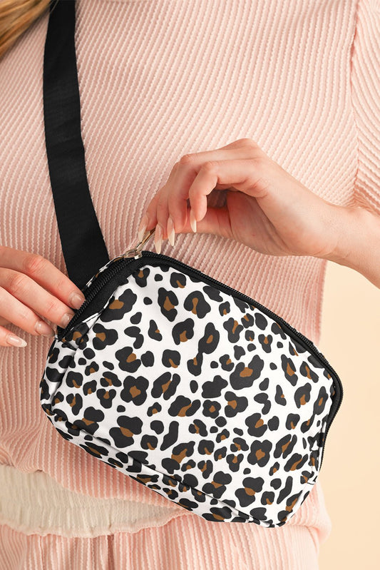 White Cheetah Print Multi Interlayer Zipped Crossbody Bag - Blu Pepper Boutique