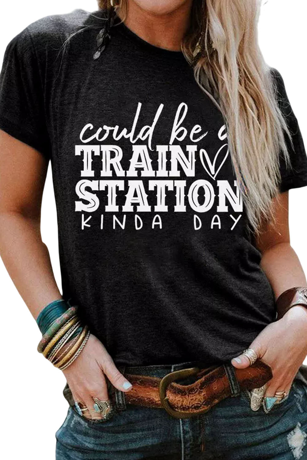 Black Could be a TRAIN STATION KINDA DAY Graphic Tee