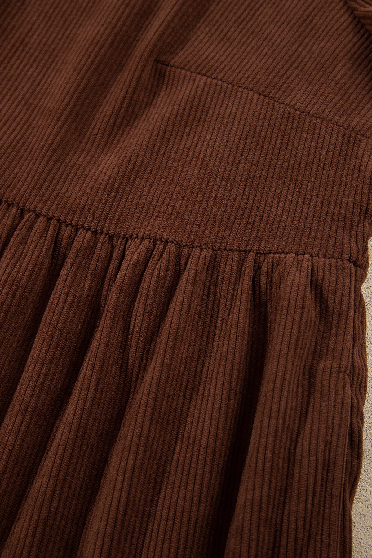 Coffee Winter Corduroy V Neck Long Sleeve Plus Size Mini Dress - Blu Pepper Boutique