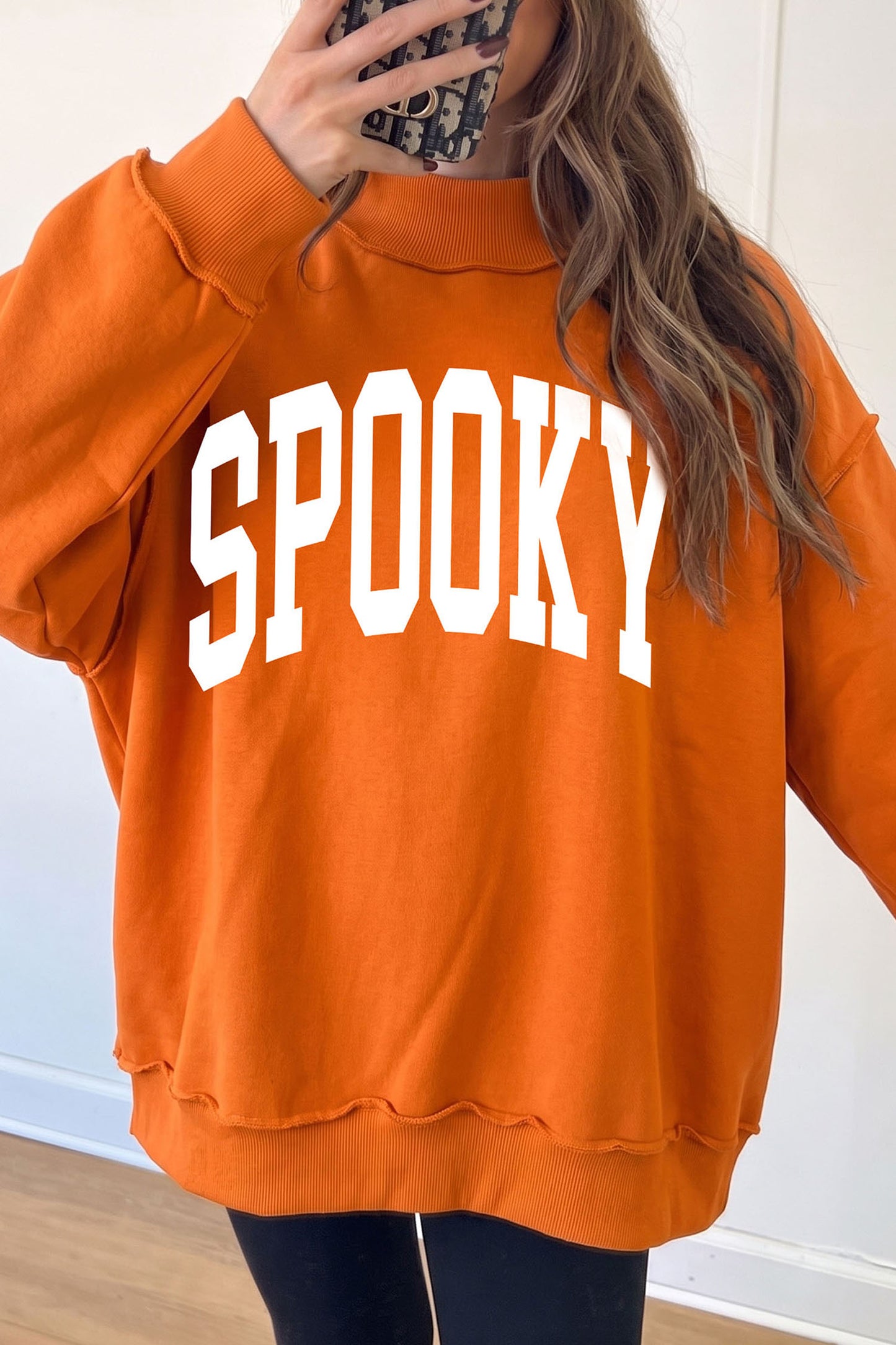 Carrot SPOOKY/ BOO Double Side Print Halloween Reversible Mock Neck Sweatshirt - Blu Pepper Boutique