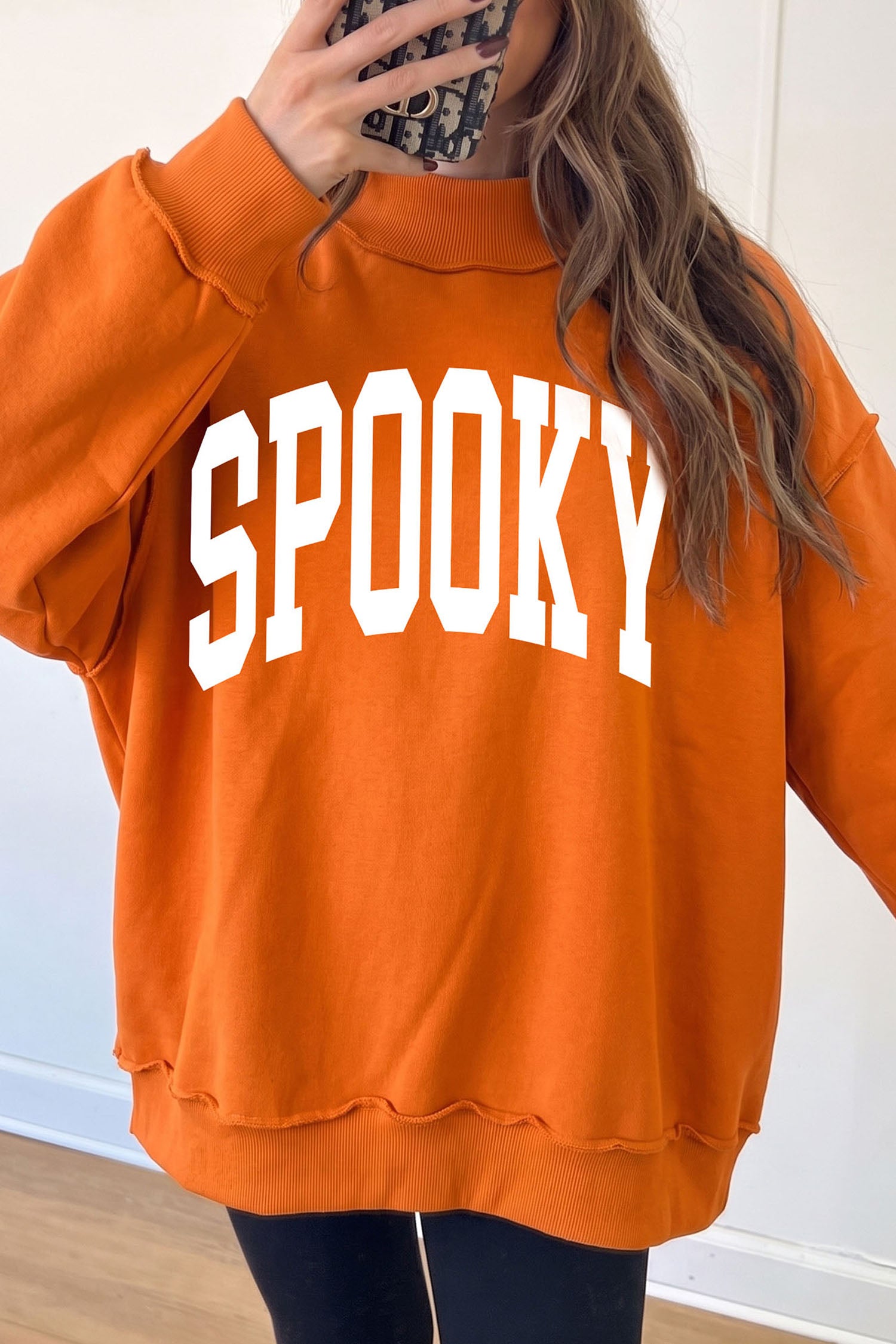 Carrot SPOOKY/ BOO Double Side Print Halloween Reversible Mock Neck Sweatshirt - Blu Pepper Boutique