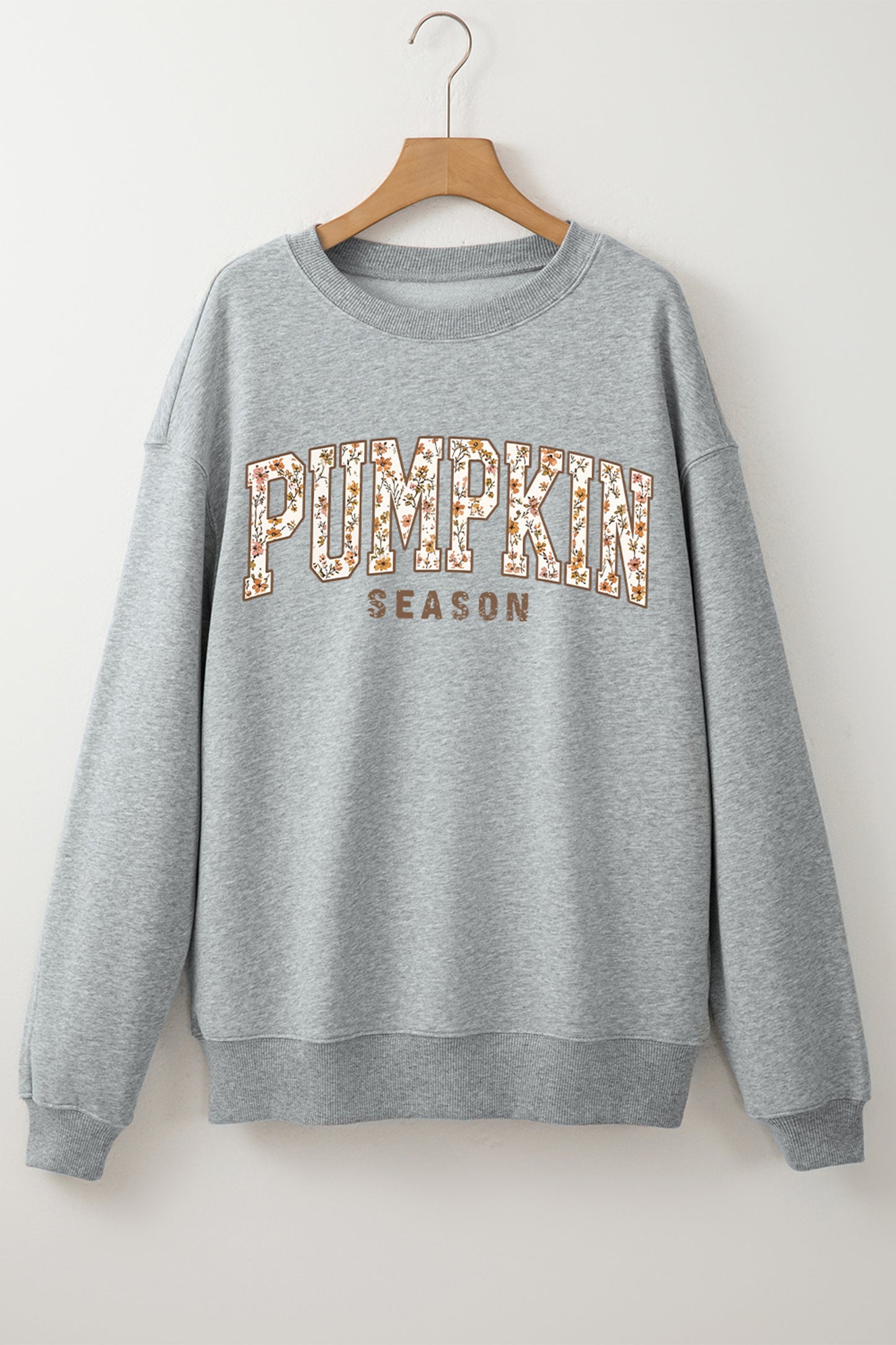 Light Grey PUMPKIN SEASON Oversized Pullover Sweatshirt - Blu Pepper Boutique