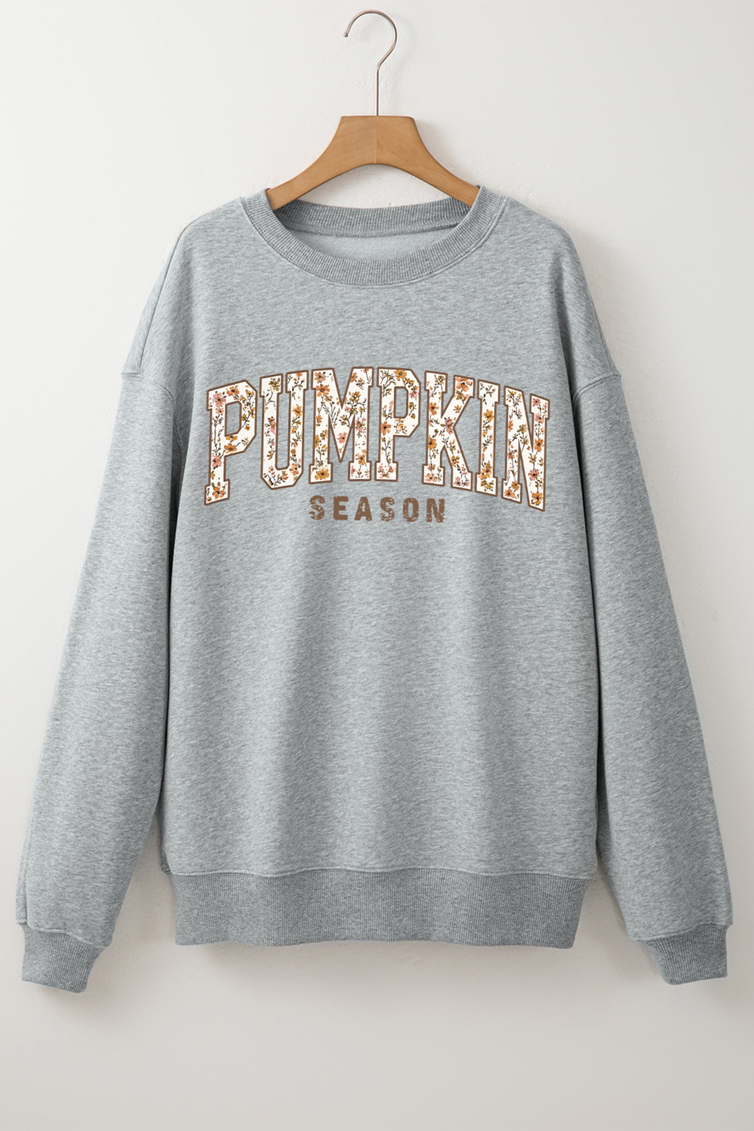 Light Grey PUMPKIN SEASON Oversized Pullover Sweatshirt - Blu Pepper Boutique