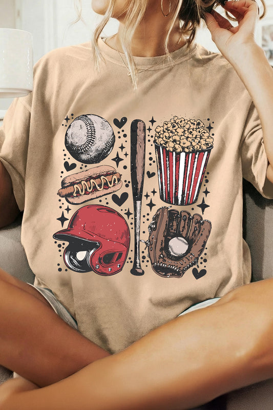Khaki Retro Baseball Game Day T Shirt - Blu Pepper Boutique