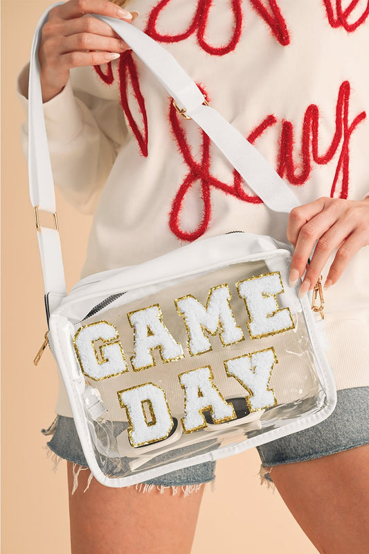 White Clear PVC GAME DAY Summer Fashion Single Shoulder Bag - Blu Pepper Boutique