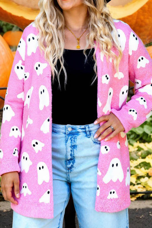 Cardigan Halloween Ghost Pattern Mid-length Knit - Blu Pepper Boutique |Cardigans