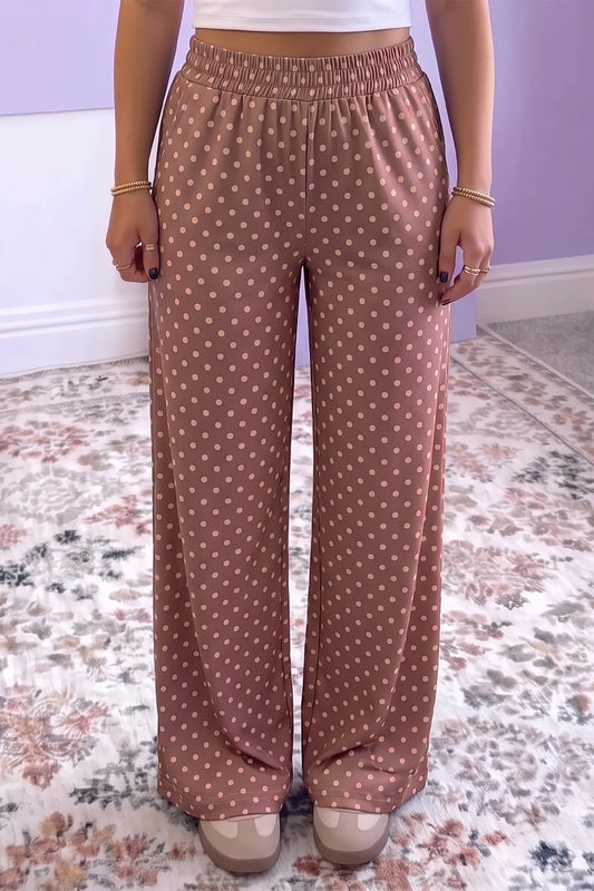 Casual Loose Brown Polka Dot Printed Pants - Blu Pepper Boutique |Pants & Culotte