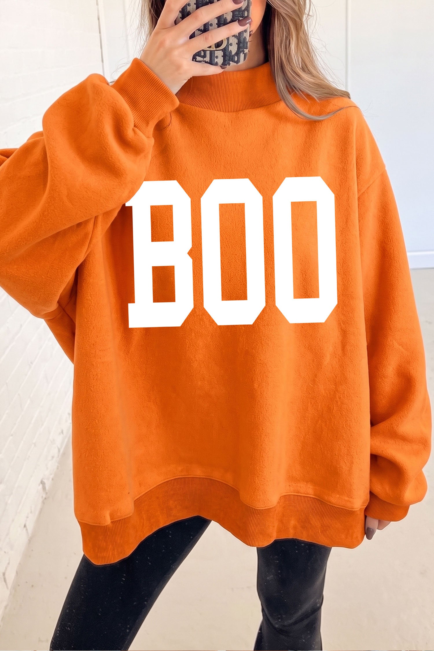 Carrot SPOOKY/ BOO Double Side Print Halloween Reversible Mock Neck Sweatshirt - Blu Pepper Boutique