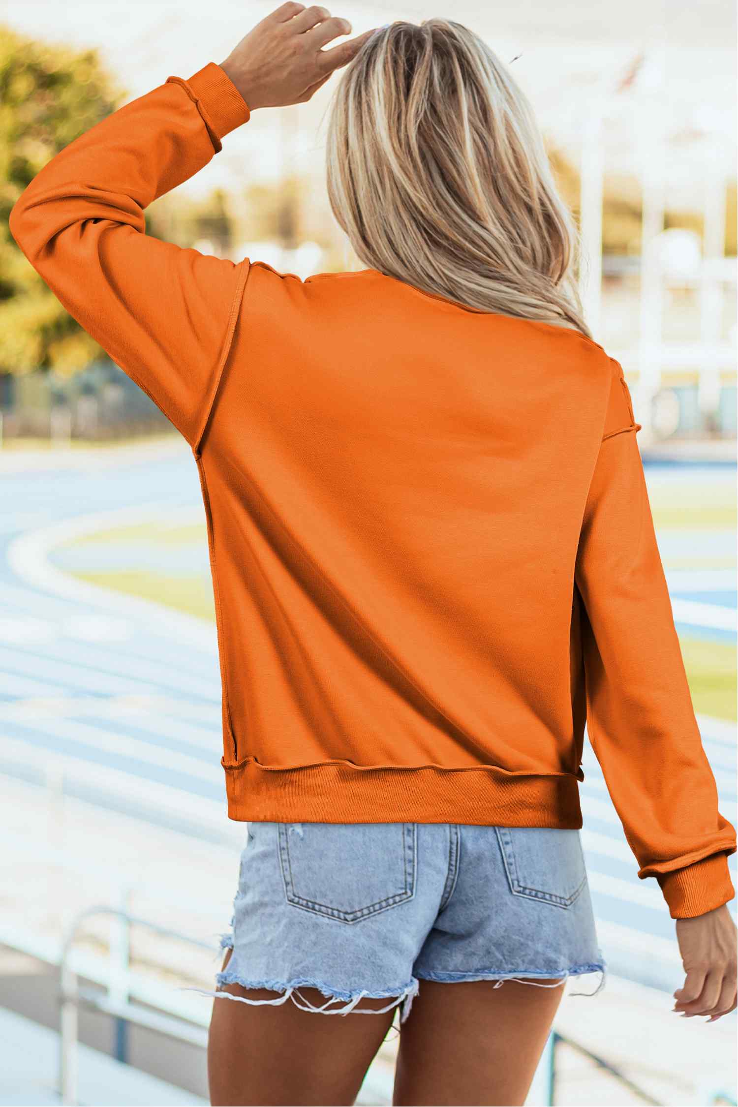 Carrot Oversize Halloween Print Mock Neck Reversible Sweatshirt - Blu Pepper Boutique