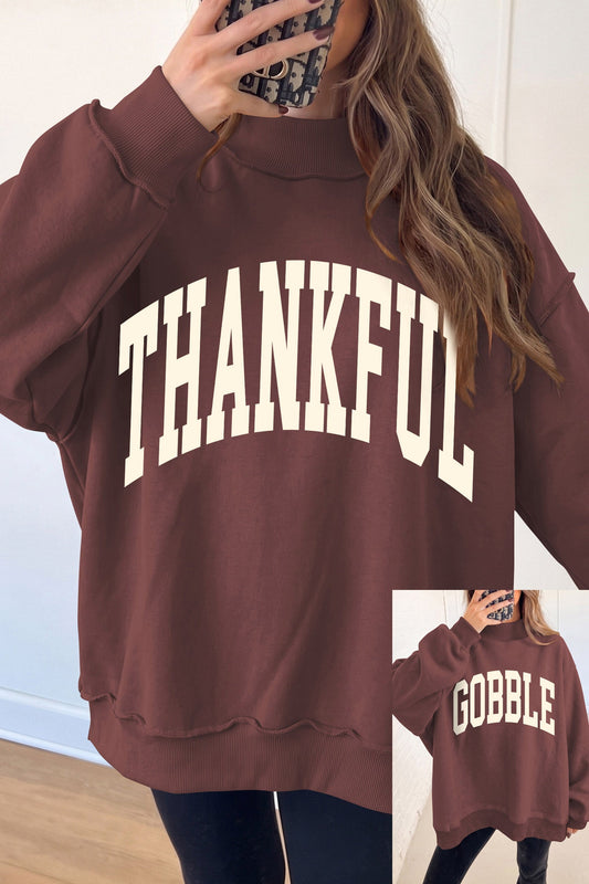Graphic Pullover Sweatshirt With Thanksgiving Slogan - Blu Pepper Boutique |Graphic Sweatshirts