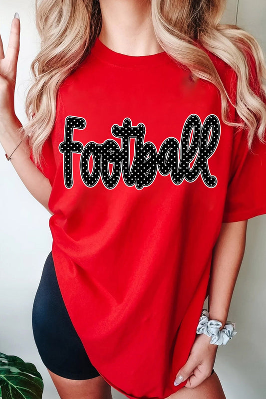 Graphic Tee Red Football Polka Dot Lettering Game Day - Blu Pepper Boutique |Graphic Tees