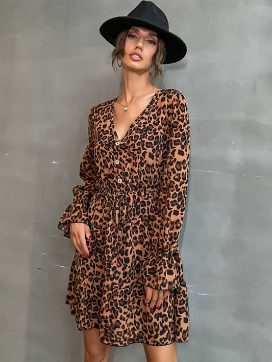 Women's long -sleeved casual fashion versatile dress