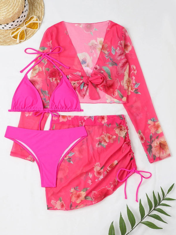Women's Two-piece Floral Print Drawstring Bikini