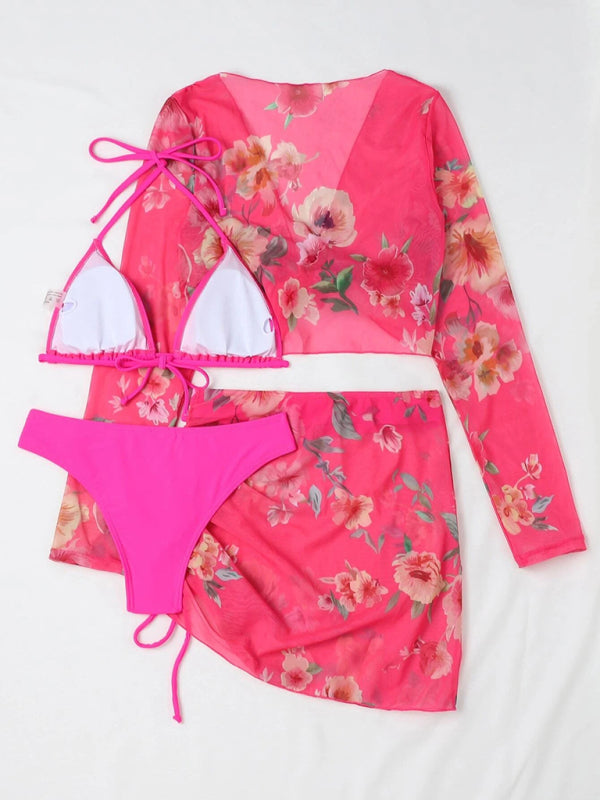 Women's Two-piece Floral Print Drawstring Bikini