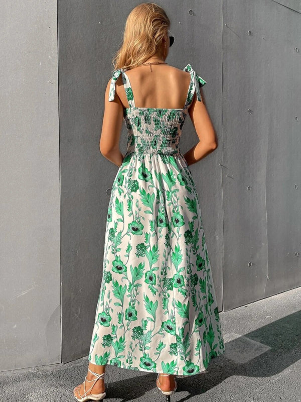 Sexy Slim Dress Sleeveless Sling Print Temperament Women's Long Dress