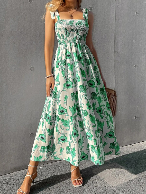 Sexy Slim Dress Sleeveless Sling Print Temperament Women's Long Dress