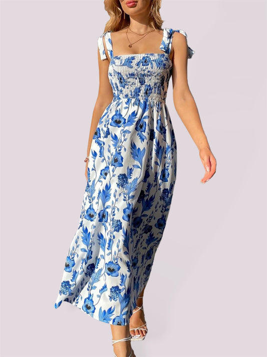 Sexy Slim Dress Sleeveless Sling Print Temperament Women's Long Dress