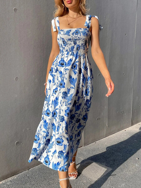 Sexy Slim Dress Sleeveless Sling Print Temperament Women's Long Dress