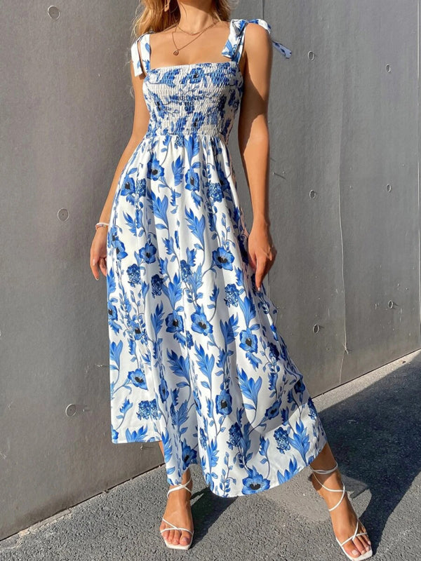 Sexy Slim Dress Sleeveless Sling Print Temperament Women's Long Dress