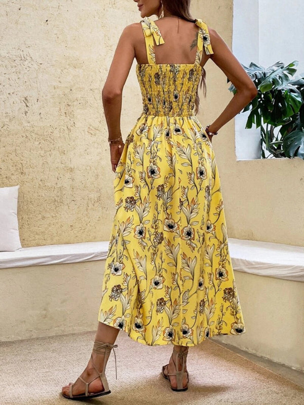 Sexy Slim Dress Sleeveless Sling Print Temperament Women's Long Dress
