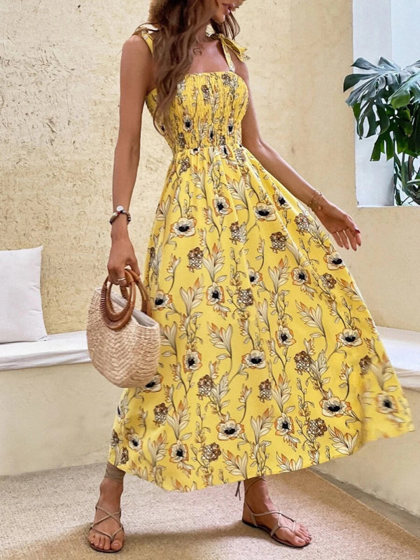 Sexy Slim Dress Sleeveless Sling Print Temperament Women's Long Dress