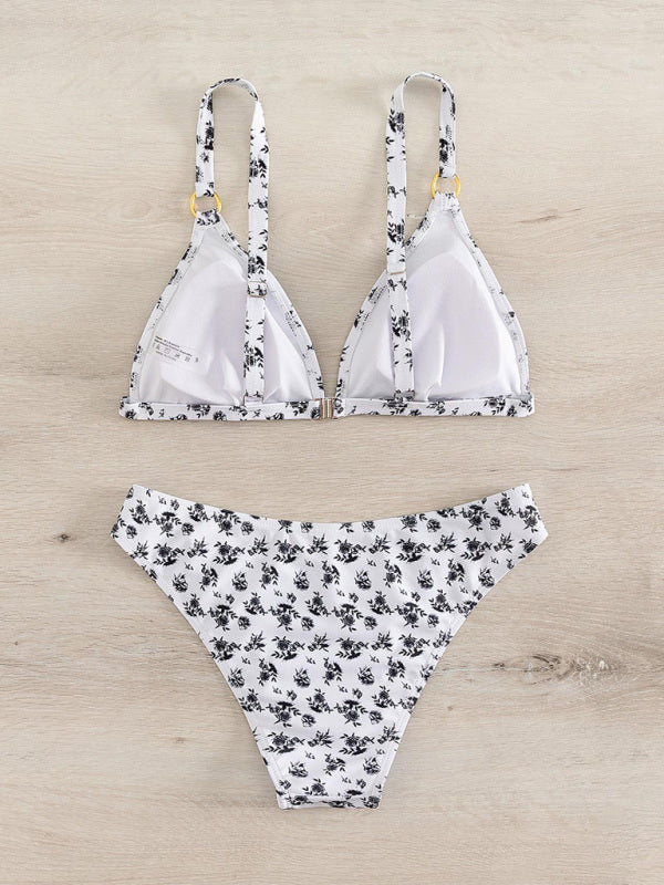 New Split Swimsuit European and American Fashion Print Ladies Swimsuit Sexy Bikini Beachwear