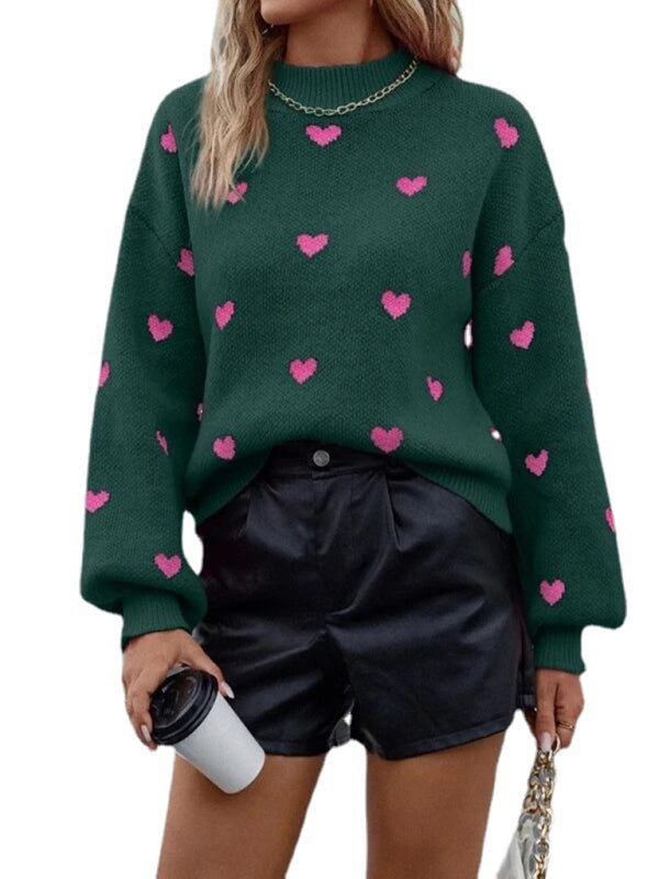 New casual Christmas Valentine's Day love loose knitted pullover sweater