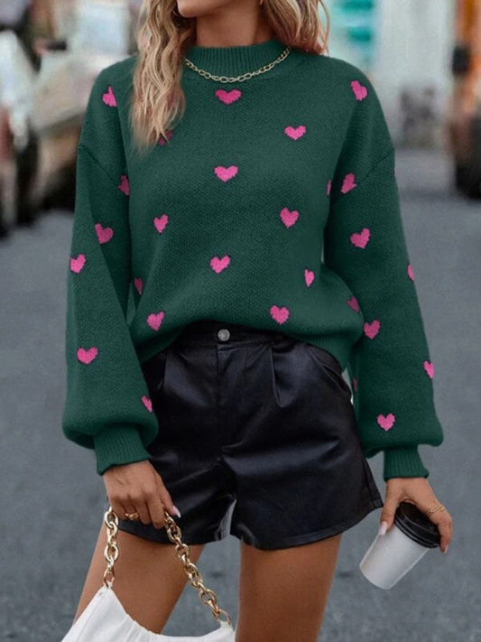 New casual Christmas Valentine's Day love loose knitted pullover sweater
